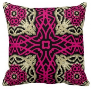 Celtica Hot Pink & Gold Decor Cushion Pillow