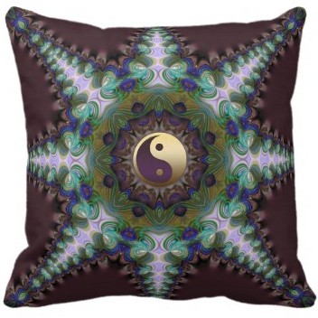 Geometric Peacock Star Yin Yang Cushion / Pillow