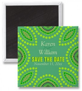 Green Teal Tribal Save the Date Magnet