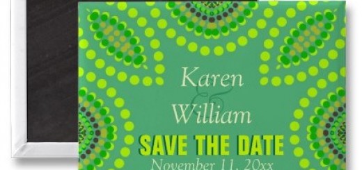 Green Teal Tribal Save the Date Magnet