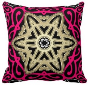 hot pink black gold celtic star wheel big cushions pillow