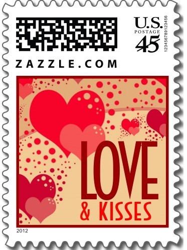 Love & Kisses Heart Bubbles Postage