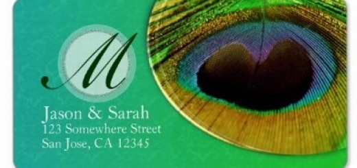 Peacock Feather Monogram Address Labels