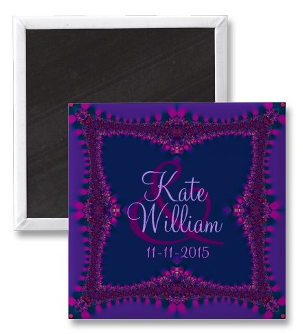 Purple+Pink Lace Save the Date Magnet 