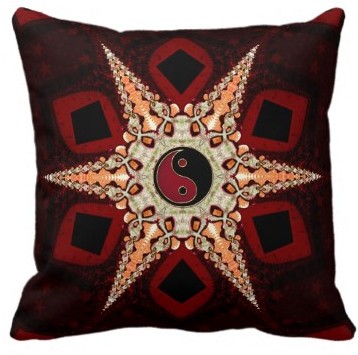 Yin Yang Star dark red & black jumbo cushion