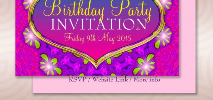 Sweet Pink+Purple Floral Mini Invitations