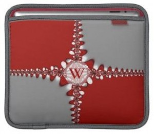 Red & Silver Fractal Lace iPad/Laptop Sleeve