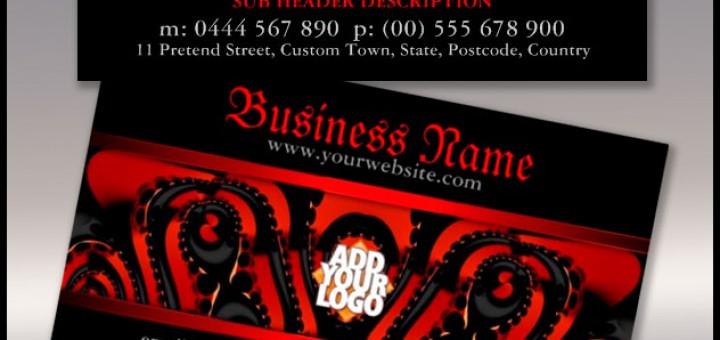Red+Black Gothic Tribal with Logo Business Card