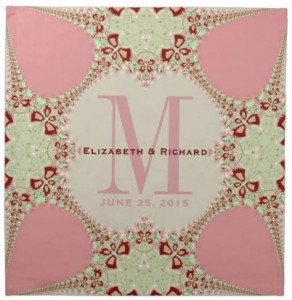 Pastel Lacy Fractals Monogram Wedding Napkin by AlternativeWeddings