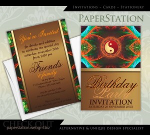 New Age Balance Fractal Art Birthday Party Invitations