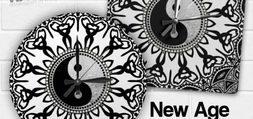 Black White Tribal designs New Age Wall Clocks