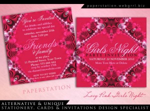 Lacy Pink Birthday Girls Night Out Party Invitations