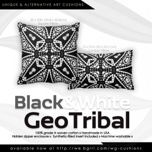 Aquina Black & White Modern Tribal Cushion Throw Pillows