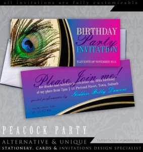Pink Peacock Exotic Goddess Party Invitations