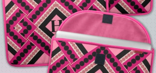 Pink Black Modern Tribal Monogram Laptop Sleeve
