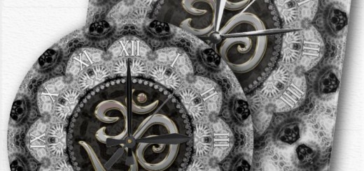 OM Symbol Yoga Black White Lace Mandala Clock