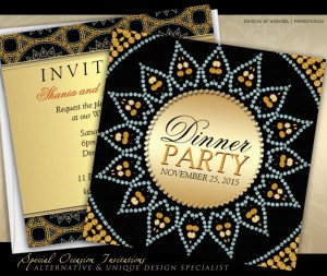 Exotic Sparkle Sunflower Dinner Party Invitations by webgrrl