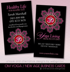 Silver Om Yoga Pink Mandala Sparkle Business Cards