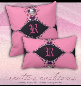 Sweet Pink Lacy design Monogram Cushion Pink Decorative Pillows