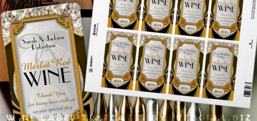 Super Stylish Gold Black Art Deco Wine Labels Personalized Wine Bottle Labels