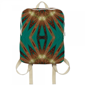 tribal-azteco-backpack-by-webgrrl | tribal aztec fusion in emerald green and earthy wood