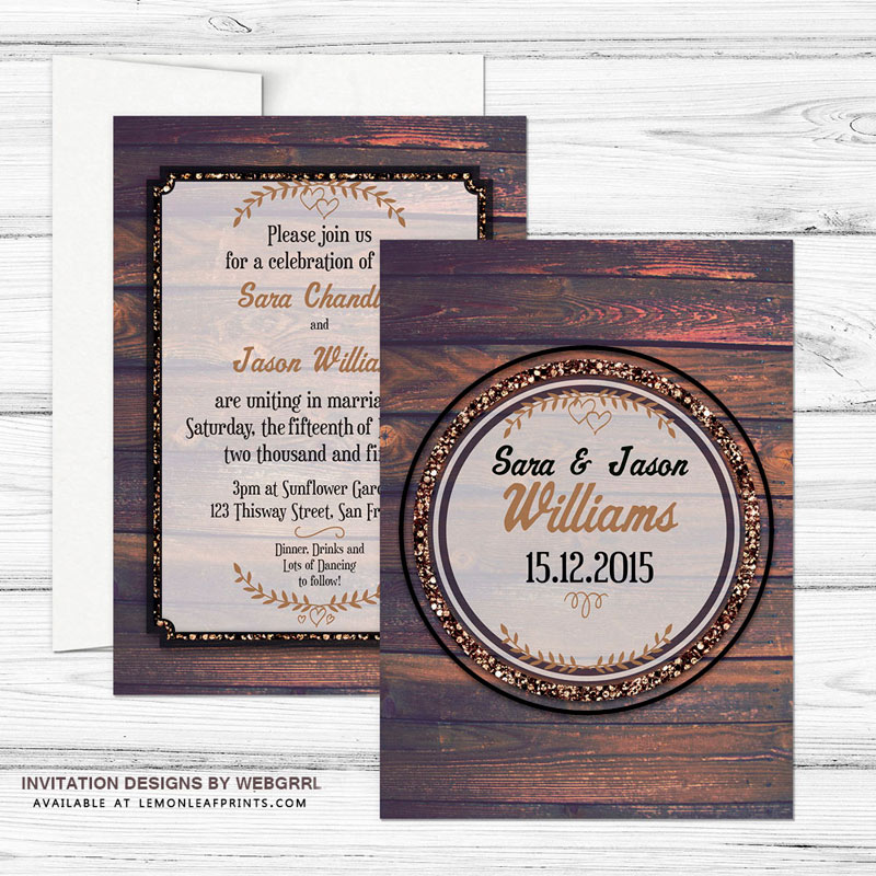Hipster Rustic Wood Wedding Invitation