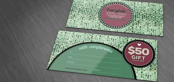 Green Sparkle Pinstripe Gift Voucher Card