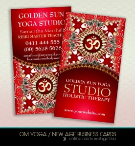 Red Batik Bohemian Om Yoga Business Card