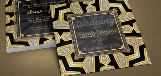 Black Gold Art Deco Glam Wedding Invitation