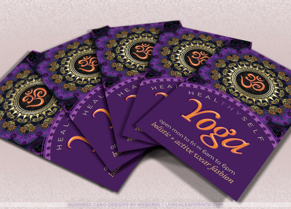  Purple Gold Fractals OM New Age Business Cards