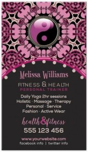 Mi Vida Yoga Pink Black Yin Yang Business Cards