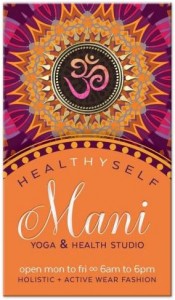 New Age Yoga Business Card | Fresh Energy Pink Orange Mandala (front view)