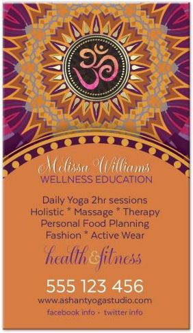 New Age Yoga Business Card | Fresh Energy Pink Orange Mandala (back view)