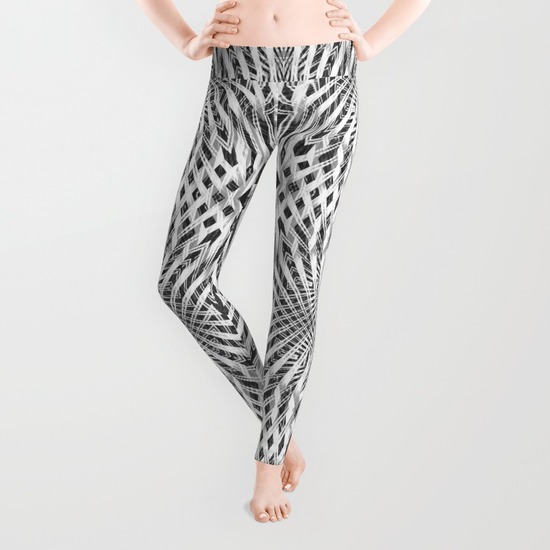 white geometric weave  pattern artistry leggings