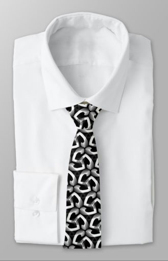Black and White Tri-Angle Pattern Neck Tie
