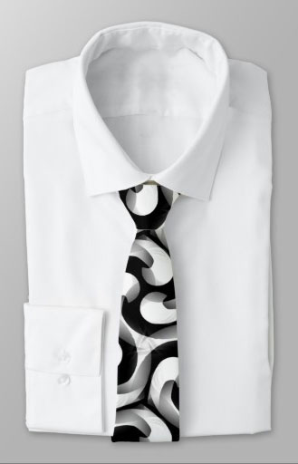 MonoMax Black+White Pattern Optical Swirl Neck Tie