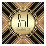 Art Deco Style Black Gold Dinner Party Invitation by Paperstation